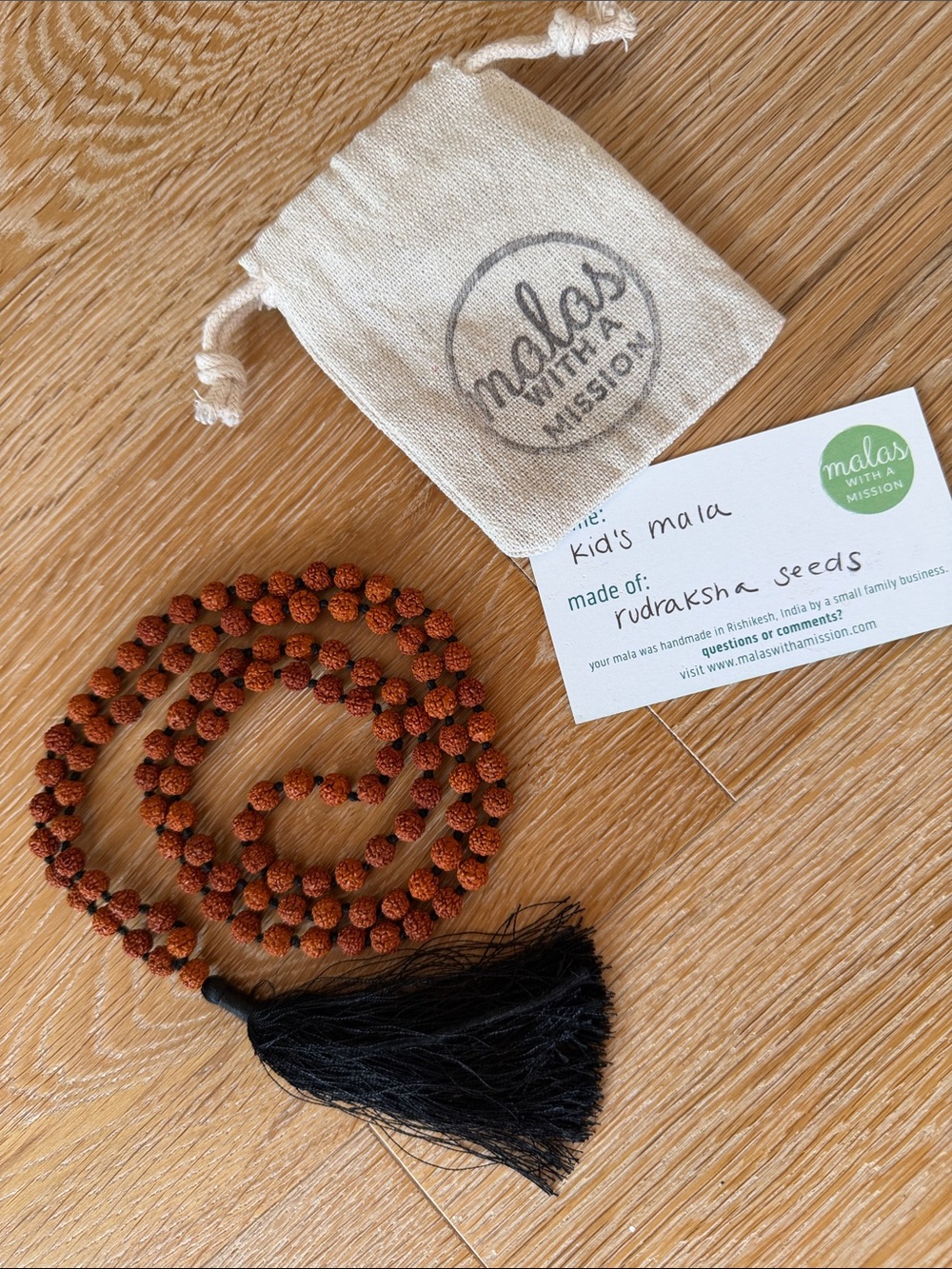 Beaded Tassel Mala Necklace in Brown and Black
